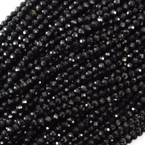 AA Natural Faceted Black Tourmaline Round Beads 15" Strand 3mm 4mm 6mm 8mm