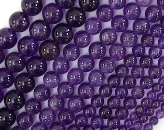 Natural Purple Amethyst Round Beads Gemstone 15" Strand 4mm 6mm 8mm 10mm S1