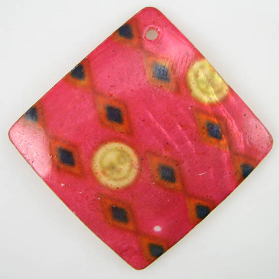 72mm Pink Shell Diamond Shape Pendant Bead S3 10224 Etsy