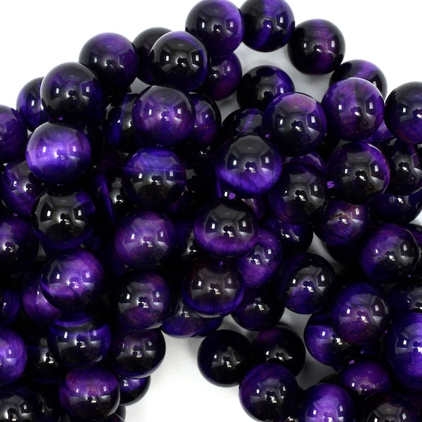 AA Purple Tiger Eye Round Beads Gemstone 15" Strand 4mm 6mm 8mm 10mm 12mm