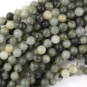 Natural Green Line Jasper Round Beads Gemstone 15" Strand 6mm 8mm 10mm 8mm
