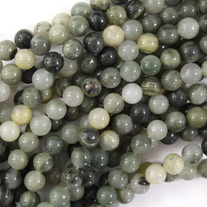 Natural Green Line Jasper Round Beads Gemstone 15" Strand 6mm 8mm 10mm 8mm