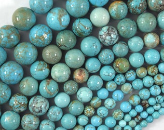 Blue Turquoise Round Beads 15.5" Strand 2mm 4mm 6mm 8mm 10mm 12mm Brown Matrix