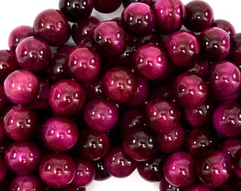 AA Magenta Tiger Eye Round Beads Gemstone 15.5" Strand 4mm 6mm 8mm 10mm 12mm
