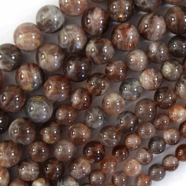 Natural Brown Sunstone Round Beads Gemstone 15.5" Strand 6mm 8mm 10mm