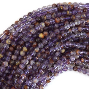 Natural Purple Phantom Amethyst Round Beads 15.5" Strand 6mm 8mm 10mm 12mm