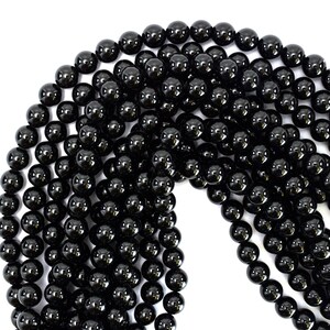 Perles rondes en tourmaline noire naturelle AA 15,5 po. fil 4 mm 6 mm 8 mm 10 mm 12 mm image 3