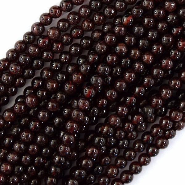 AA Natural Red Garnet Round Beads Gemstone 15" Strand 4mm 6mm 8mm 10mm