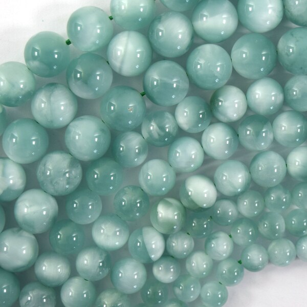 AA Natürliche Grüne Mondstein Runde Perlen 15.5" 4mm 6mm 8mm 10mm 12mm mit Öse
