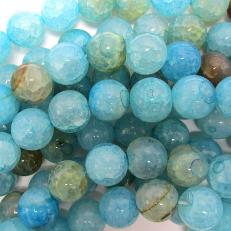 10mm blue crab fire agate round beads 14.5 strand 34822