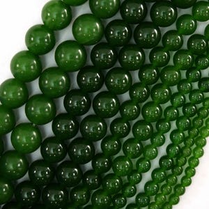 Kanadische grüne Jade runde Perlen Edelstein 15 "Strang 4 mm 6 mm 8 mm 10 mm 12 mm S1