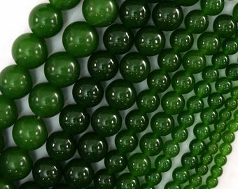 Canadian Green Jade Round Beads Gemstone 15" Strand 4mm 6mm 8mm 10mm 12mm S1
