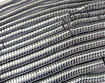 Silver Hematite Heishi Disc Beads Gemstone 15.5" Strand 3mm 4mm 6mm 8mm