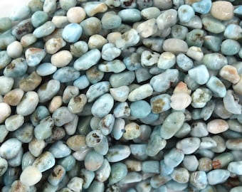 6mm - 8mm natural blue larimar pebble nugget beads 15.5&quot; strand S1