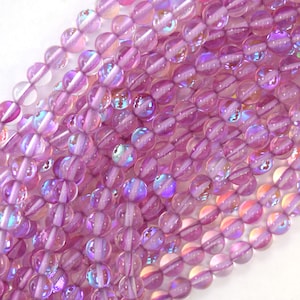 6mm rainbow light purple quartz round beads 15.5" strand 40945