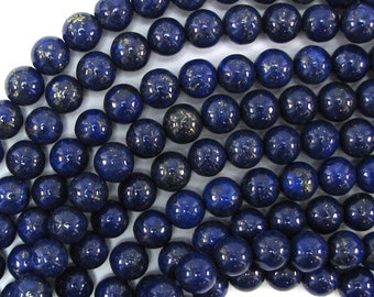 8mm blue lapis lazuli round beads 15" strand