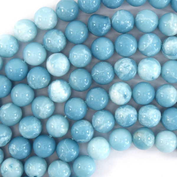 Blue Larimar Quartz Round Beads Gemstone 15" Strand 4mm 6mm 8mm 10mm 12mm S1