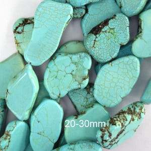 22mm - 30mm green turquoise freeform slab slice nugget beads 15.5" strand