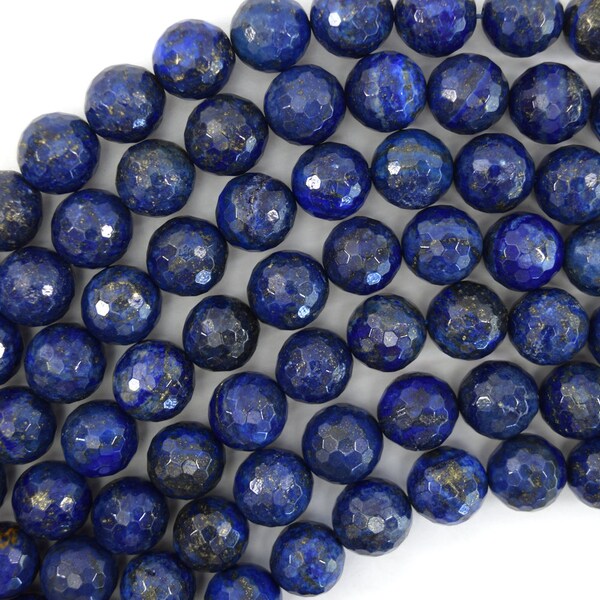 18" Strand Of Lapis Lazuli Round Beads – 6-14mm – Silver Plated Ball Necklace