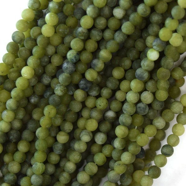 Natural Matte Green Taiwan Jade Round Beads 14.5" Strand 4mm 6mm 8mm 10mm 12mm