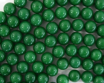 Emerald Green Colored Jade Round Beads Gemstone 15" Strand 4mm 6mm 8mm 10mm 12mm