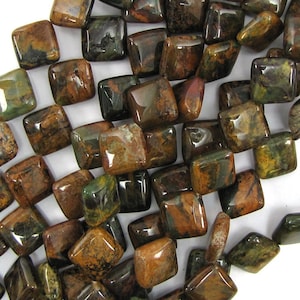15mm brown green opal diamond shape beads 16&quot; strand