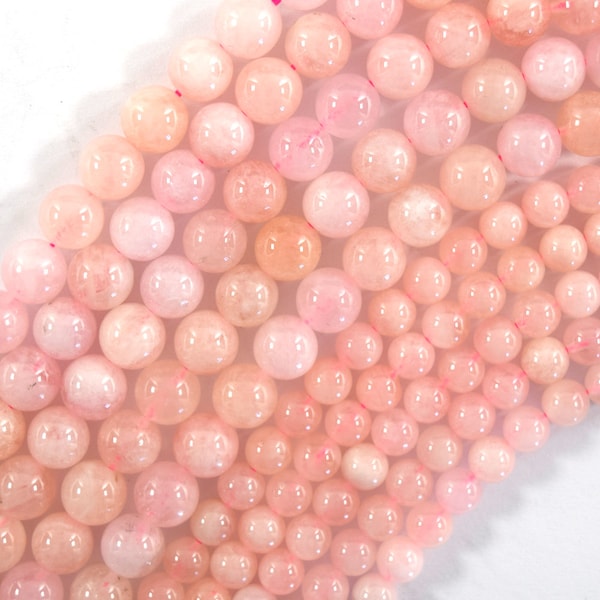 Natural Light Pink Morganite Round Beads 15.5" Beryl 4mm 6mm 8mm