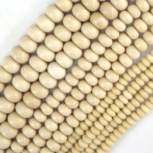 Natural Cream River Stone Rondelle Button Beads 15" Strand 4mm 6mm 8mm