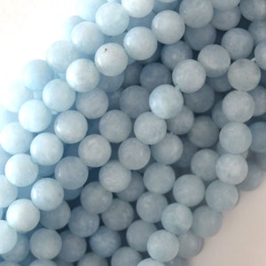 Matte Light Blue Aquamarine Quartz Round Beads 15 Strand 6mm 8mm 10mm image 1