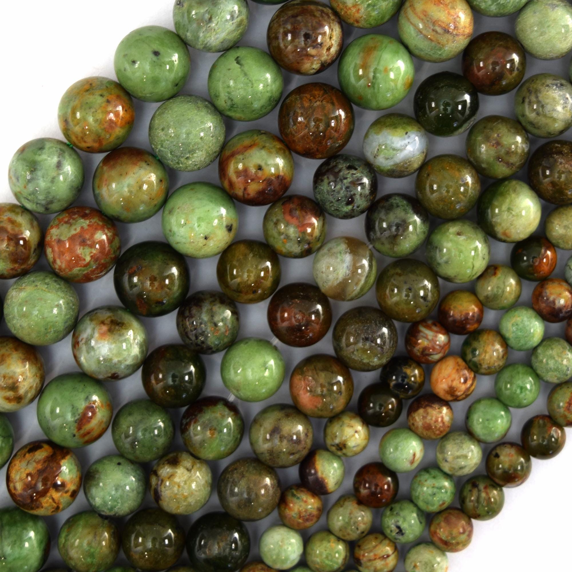 Natural African Green Opal Round Beads Gemstone 15" Strand 6mm 8mm 10mm
