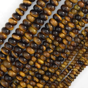 Naturliga Tigeröga Rondelle Knapppärlor Ädelsten 15" Sträng 4 mm 6 mm 8 mm