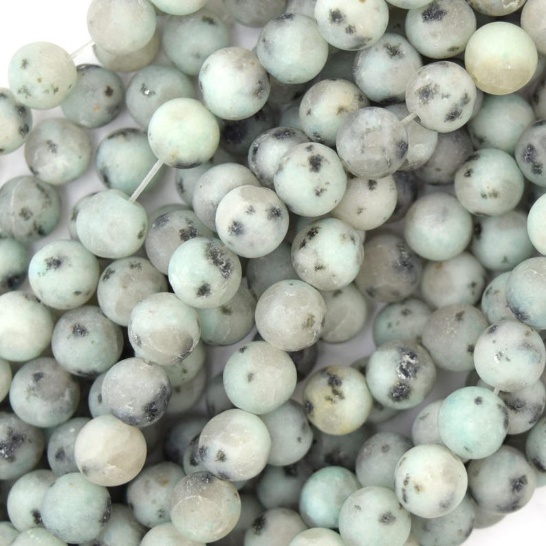8mm matte blue kiwi jasper round beads 15 strand sesame Etsy