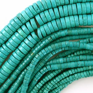 Groen turkoois Heishi-schijfkralen edelsteen 15,5&quot; streng 3 mm 4 mm 6 mm 8 mm 10 mm S1