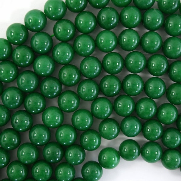 Emerald Green Colored Jade Round Beads Gemstone 15" Strand 4mm 6mm 8mm 10mm 12mm