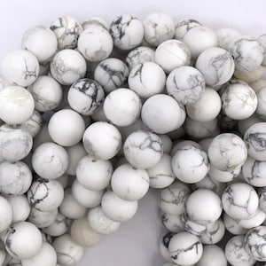 Natural Matte White Howlite Round Beads Gemstone 15&quot; Strand 4mm 6mm 8mm 10mm