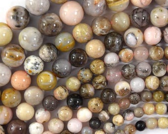 Natural Peruvian Multicolor Pink Opal Round Beads 15" 6mm 8mm 10mm 12mm S2