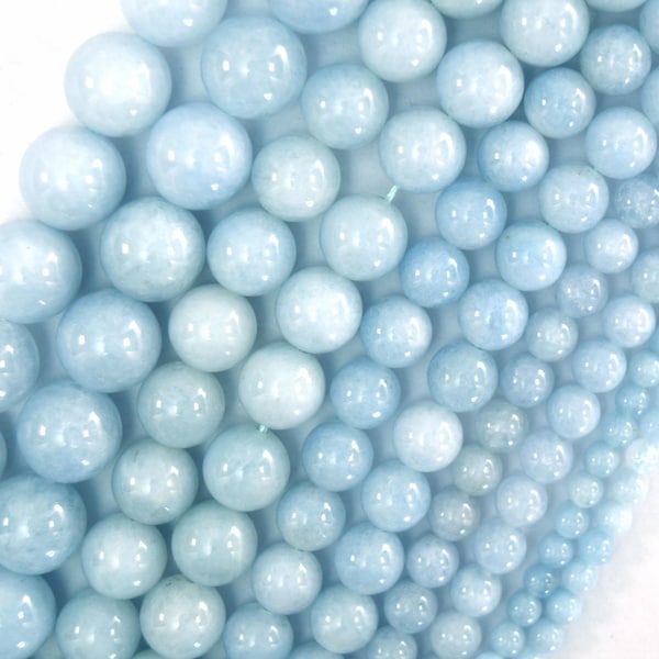 Light Blue Aquamarine Quartz Round Beads 15" Strand 4mm 6mm 8mm 10mm 12mm