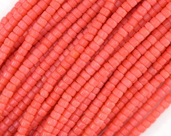 3 x 4 mm rosa Koralle Heishi Scheibenperlen 15,5 "Strang 4 mm
