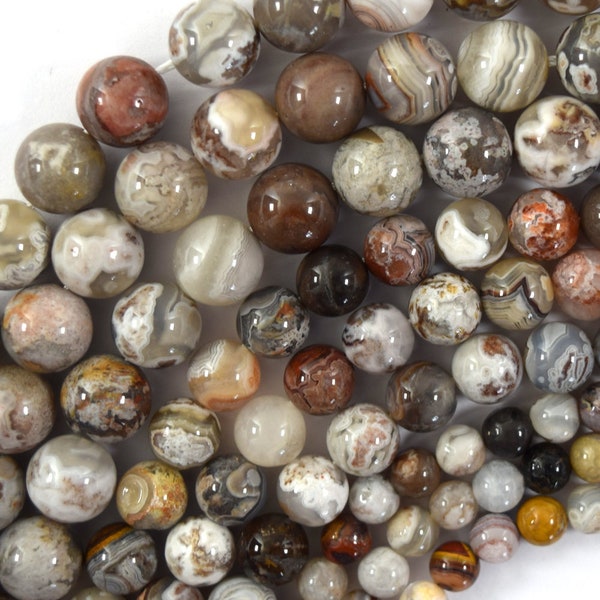 Natural Mexican Crazy Lace Agate Round Beads Gemstone 15" Strand 6mm 8mm 10mm S1