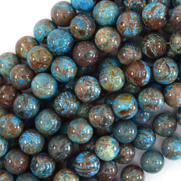 Brown Blue Turquoise Round Beads Gemstone 15" Strand 4mm 6mm 8mm 10mm 12mm