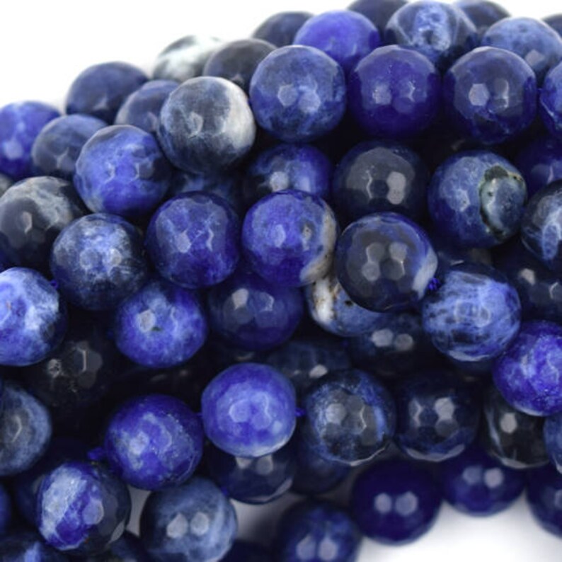 8mm Faceted Blue Sodalite Round Beads 15 Strand 36800 - Etsy