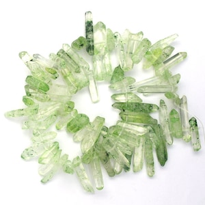20-30mm rock crystal stick beads 15.5&quot; strand green S2 36654
