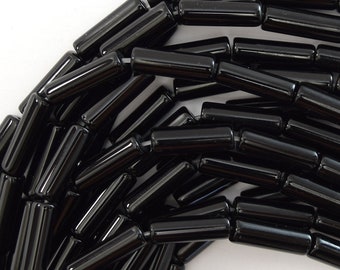 Bs 1495 S090 Black Tube Beads 12 Oxidized Brass Tubes 20x4mm