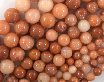 Natural Orange Aventurine Round Beads Gemstone 15" Strand 6mm 8mm 10mm