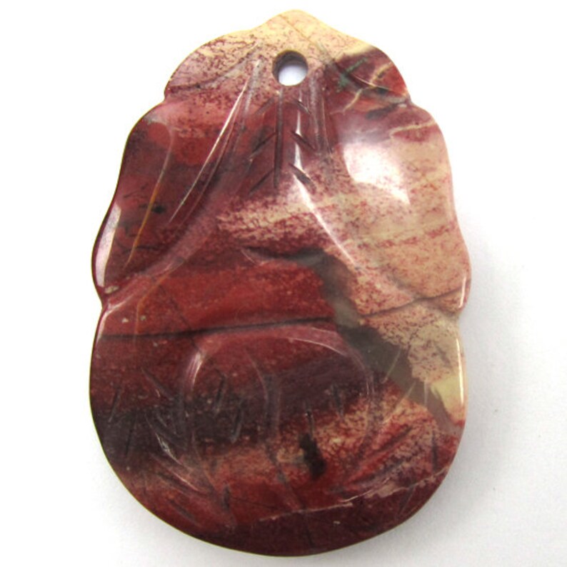36x50mm poppy jasper carved pendant bead 1 pc 34388 Etsy