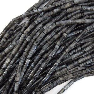 13mm natural gray labradorite larvikite tube beads 15.5" strand
