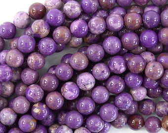 20 RARE NATURAL ORCHID PINK PURPLE PHOSPHOSIDERITE BIG ROUND BEADS 10mm CHILE 