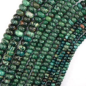 Green Sea Sediment Jasper Rondelle Button Beads Gemstone 15&quot; Strand 4mm 6mm 8mm