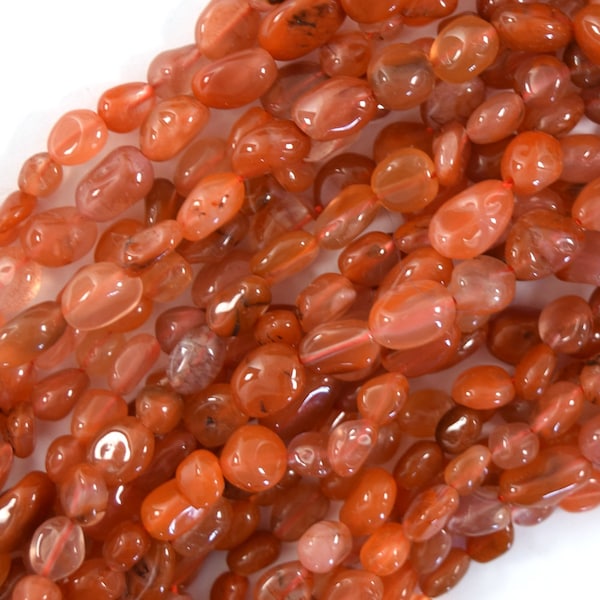 Natural Red Carnelian Pebble Nugget Beads 15.5" Strand 4mm - 6mm , 7mm - 9mm