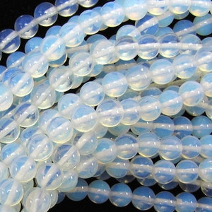 Opalite gemstone beads white synth. 6mm 40cm